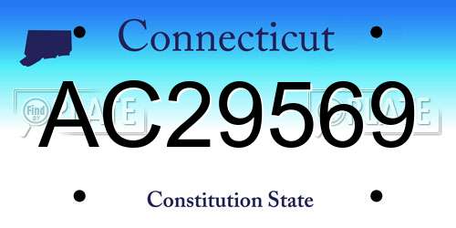 AC29569 Connecticut License Plate