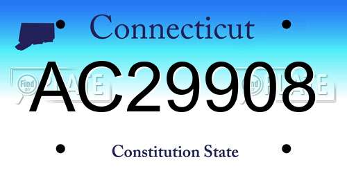 AC29908 Connecticut License Plate