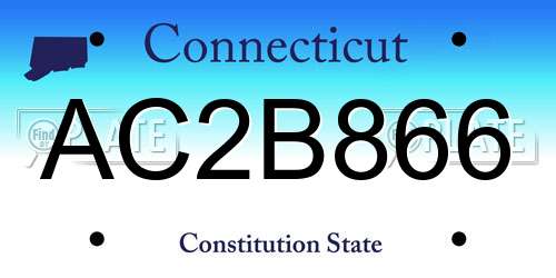 AC2B866 Connecticut License Plate