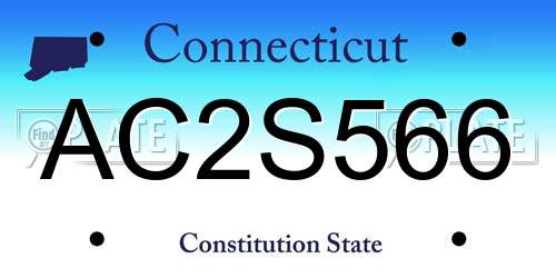 AC2S566 Connecticut License Plate
