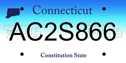 AC2S866 Connecticut License Plate