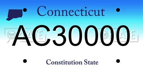 AC30000 Connecticut License Plate