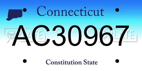 AC30967 Connecticut License Plate