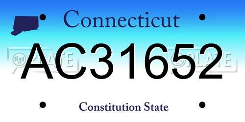 AC31652 Connecticut License Plate