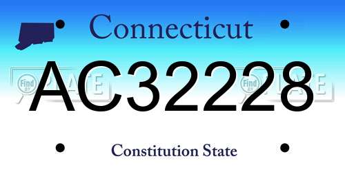AC32228 Connecticut License Plate
