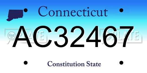 AC32467 Connecticut License Plate