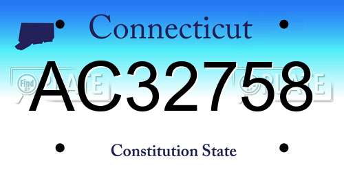 AC32758 Connecticut License Plate