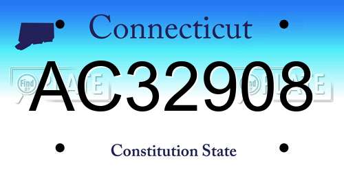 AC32908 Connecticut License Plate