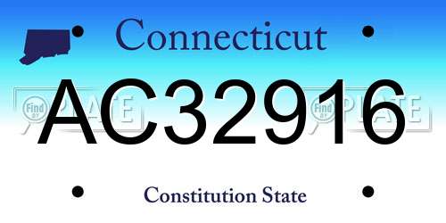 AC32916 Connecticut License Plate