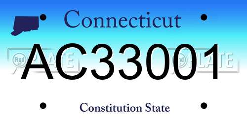 AC33001 Connecticut License Plate