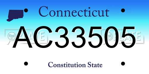 AC33505 Connecticut License Plate