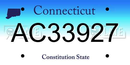 AC33927 Connecticut License Plate