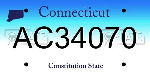 AC34070 Connecticut License Plate