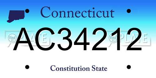 AC34212 Connecticut License Plate