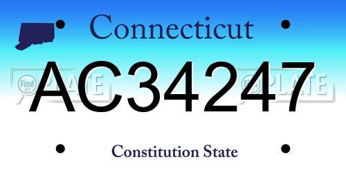 AC34247 Connecticut License Plate