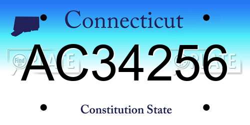AC34256 Connecticut License Plate