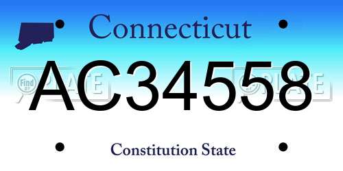 AC34558 Connecticut License Plate