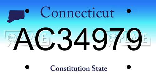 AC34979 Connecticut License Plate