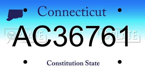 AC36761 Connecticut License Plate