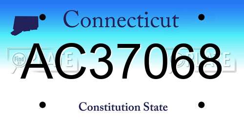 AC37068 Connecticut License Plate