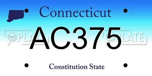 AC375 Connecticut License Plate