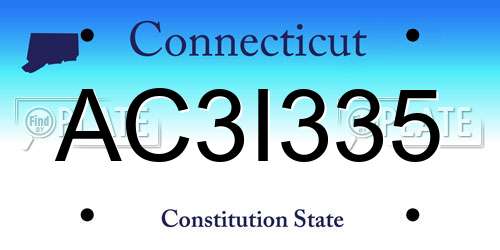 AC3I335 Connecticut License Plate