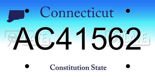 AC41562 Connecticut License Plate