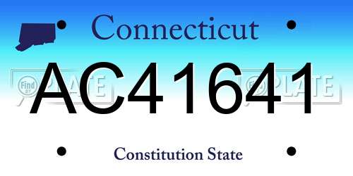 AC41641 Connecticut License Plate