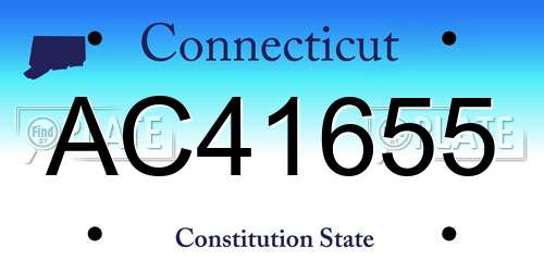 AC41655 Connecticut License Plate