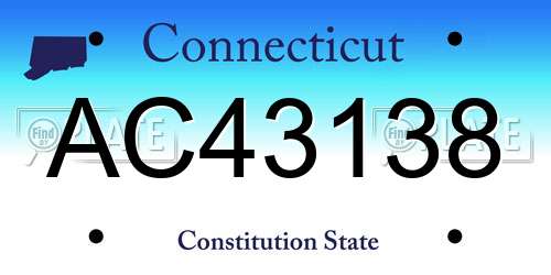 AC43138 Connecticut License Plate