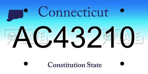 AC43210 Connecticut License Plate