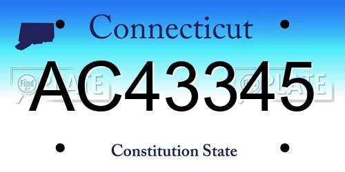 AC43345 Connecticut License Plate
