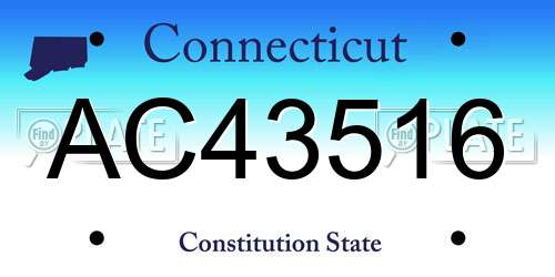 AC43516 Connecticut License Plate