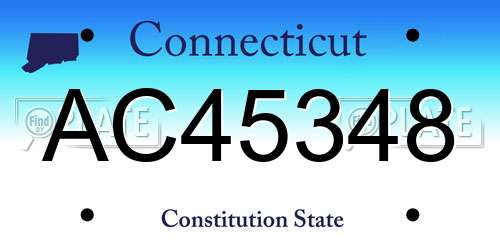 AC45348 Connecticut License Plate