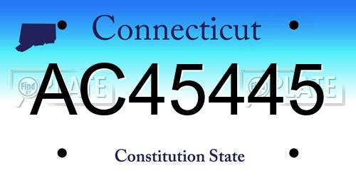 AC45445 Connecticut License Plate