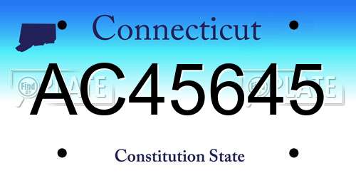 AC45645 Connecticut License Plate