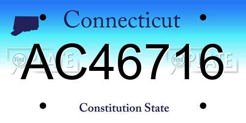 AC46716 Connecticut License Plate