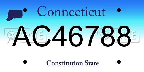 AC46788 Connecticut License Plate