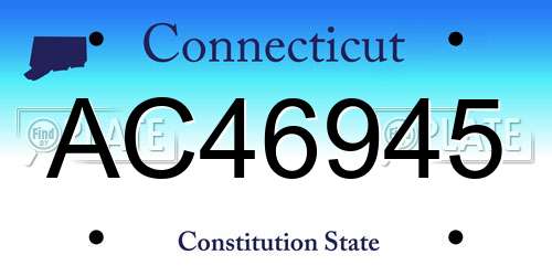 AC46945 Connecticut License Plate