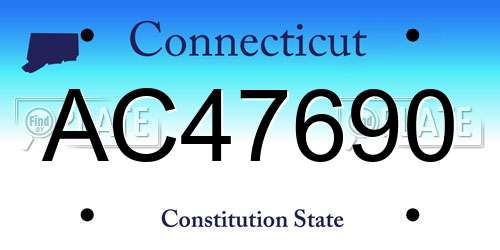 AC47690 Connecticut License Plate