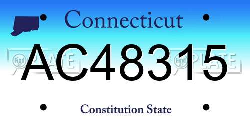AC48315 Connecticut License Plate