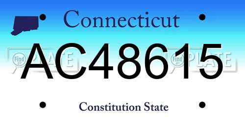 AC48615 Connecticut License Plate