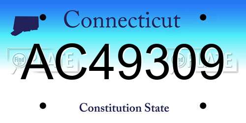 AC49309 Connecticut License Plate