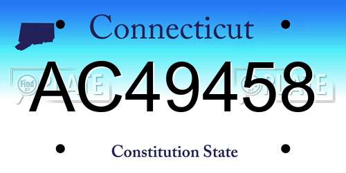 AC49458 Connecticut License Plate