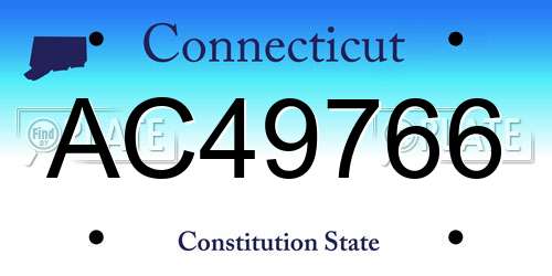 AC49766 Connecticut License Plate