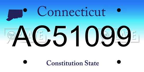 AC51099 Connecticut License Plate