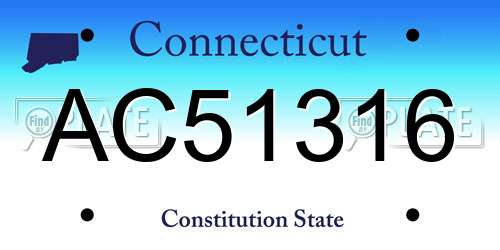 AC51316 Connecticut License Plate
