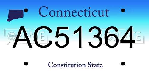 AC51364 Connecticut License Plate