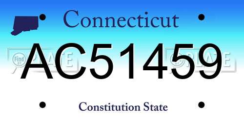 AC51459 Connecticut License Plate