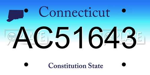 AC51643 Connecticut License Plate
